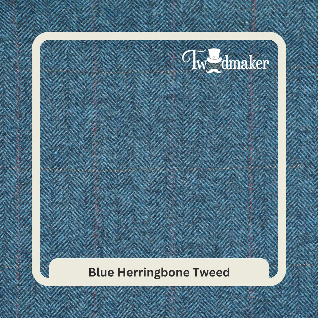 Blue Herringbone Tweed 3 Piece Suit