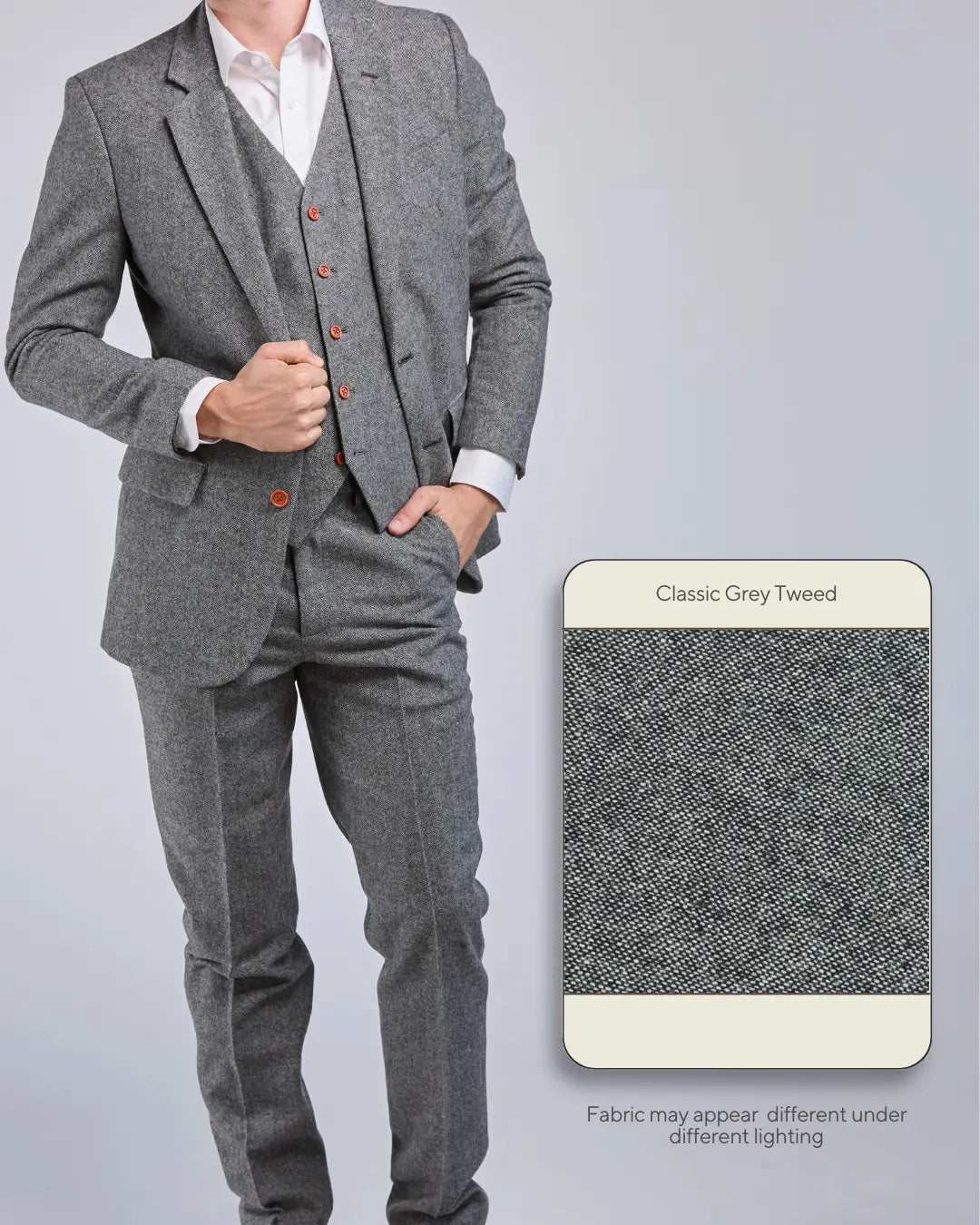 Grey Classic Tweed 3 Piece Suit