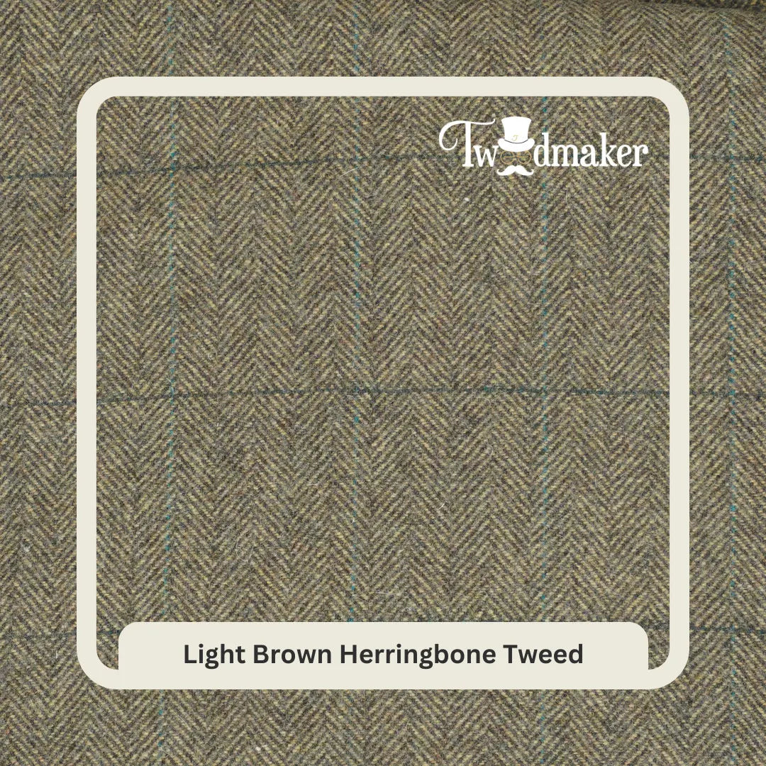 Light Brown Herringbone Tweed 3 Piece Suit