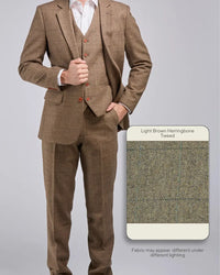 Thumbnail for Light Brown Herringbone Wedding Suit
