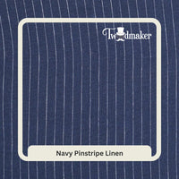 Thumbnail for Navy Pinstripe Linen 3 Piece Suit
