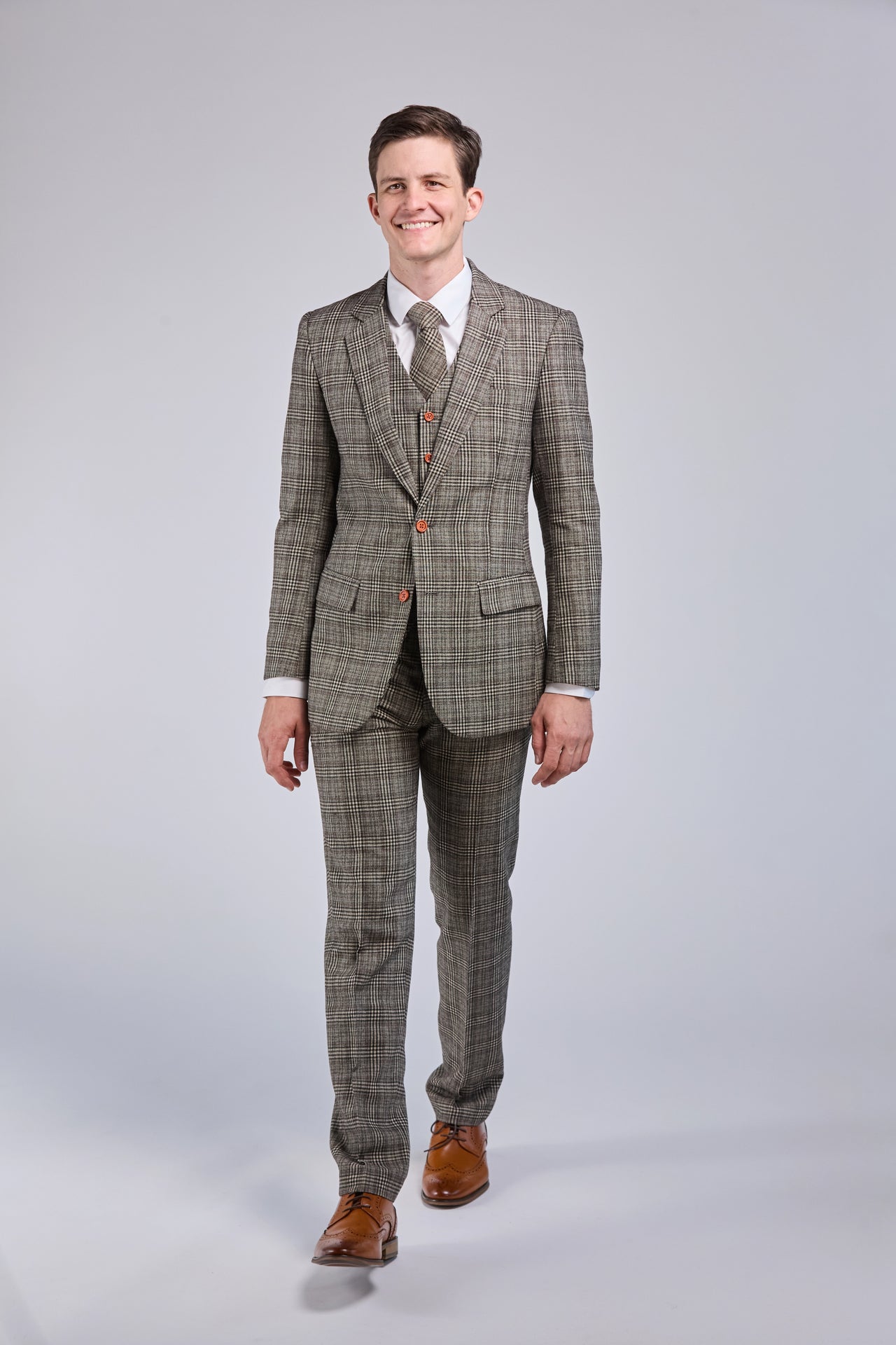 Retro Plaid Tweed 3 Piece Suit