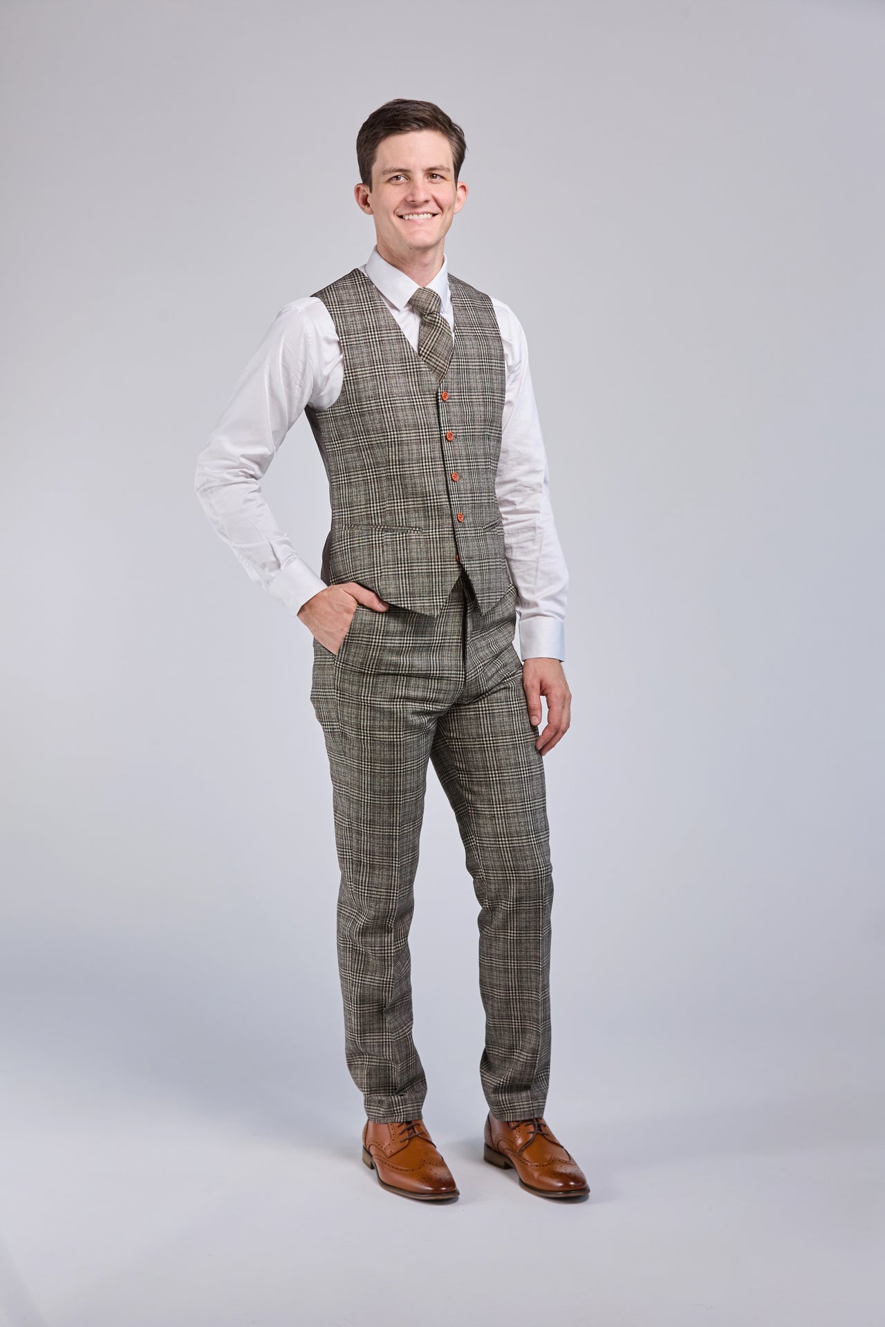 Retro Plaid Tweed 3 Piece Suit