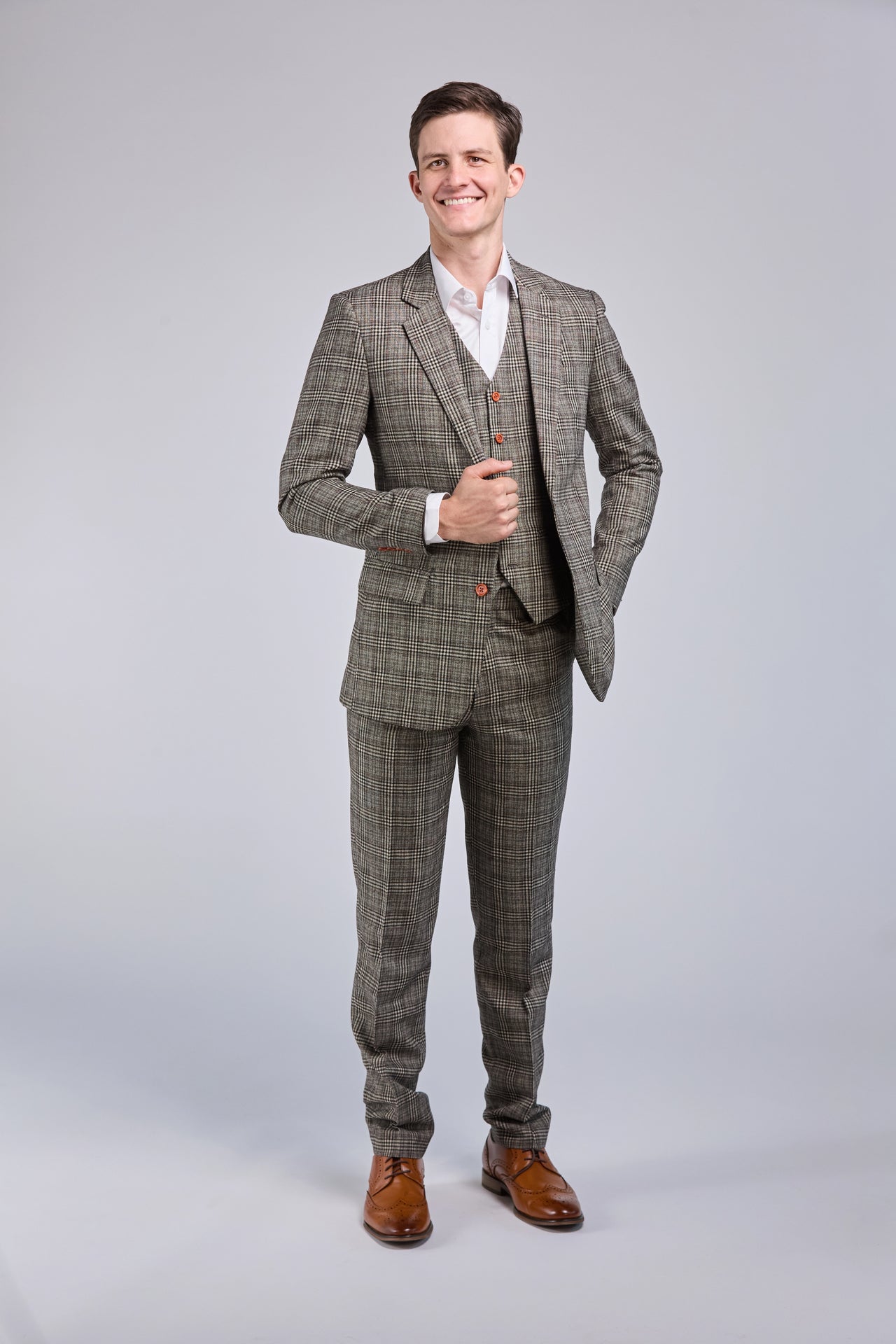 Retro Plaid Tweed 3 Piece Suit