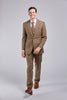 Light Brown Herringbone Tweed 3 Piece Suit