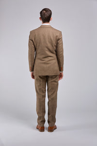 Thumbnail for Light Brown Herringbone Tweed 3 Piece Suit
