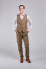 Light Brown Herringbone Tweed 3 Piece Suit