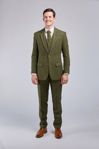 Thumbnail for Olive Green Check Tweed 3 Piece Suit