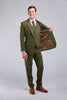 Olive Green Check Tweed 3 Piece Suit