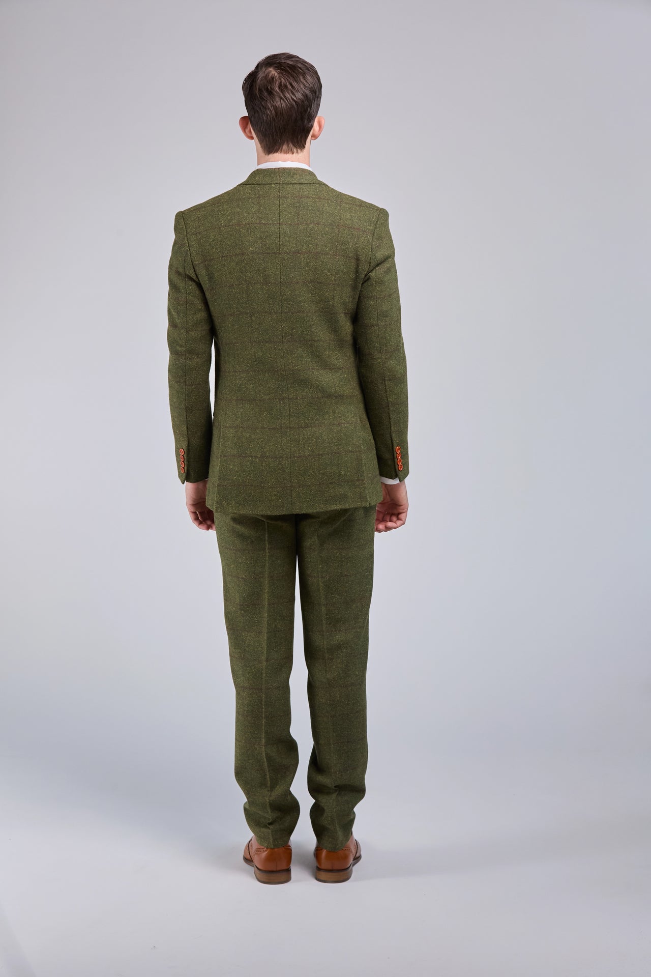 Olive Green Check Tweed 3 Piece Suit