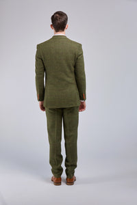Thumbnail for Olive Green Check Tweed 3 Piece Suit