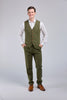 Olive Green Check Tweed 3 Piece Suit