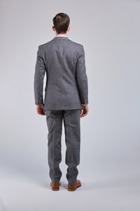 Thumbnail for Prince Of Wales Grey Herringbone Tweed 3 Piece Suit