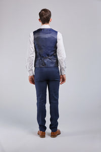 Thumbnail for Dark Navy Linen 3 Piece Suit