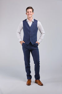 Thumbnail for Dark Navy Linen 3 Piece Suit