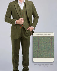 Thumbnail for Olive Green Check Tweed 3 Piece Suit