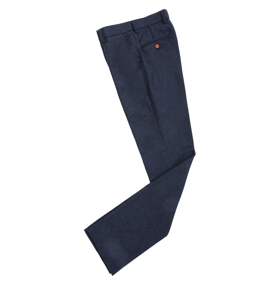 Classic Navy Barleycorn Tweed Trousers USA Clearance
