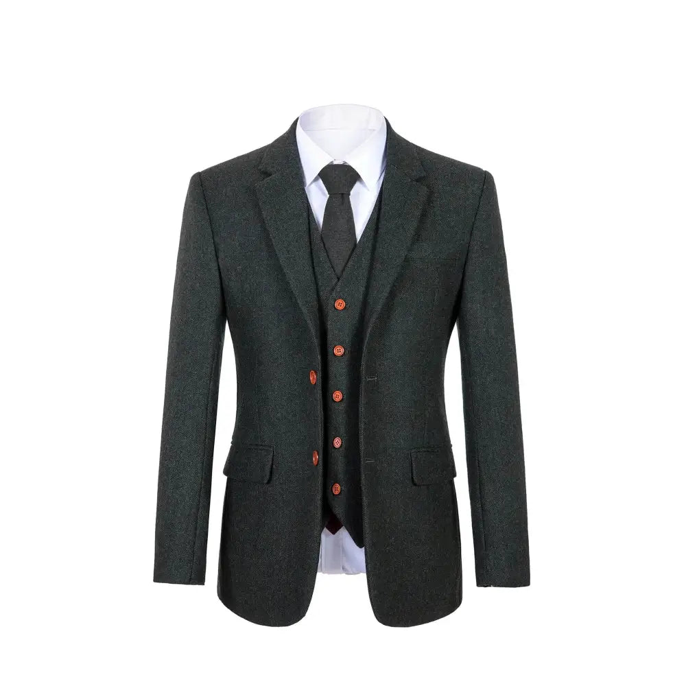 Green Herringbone Tweed 3 Piece Suit Suits