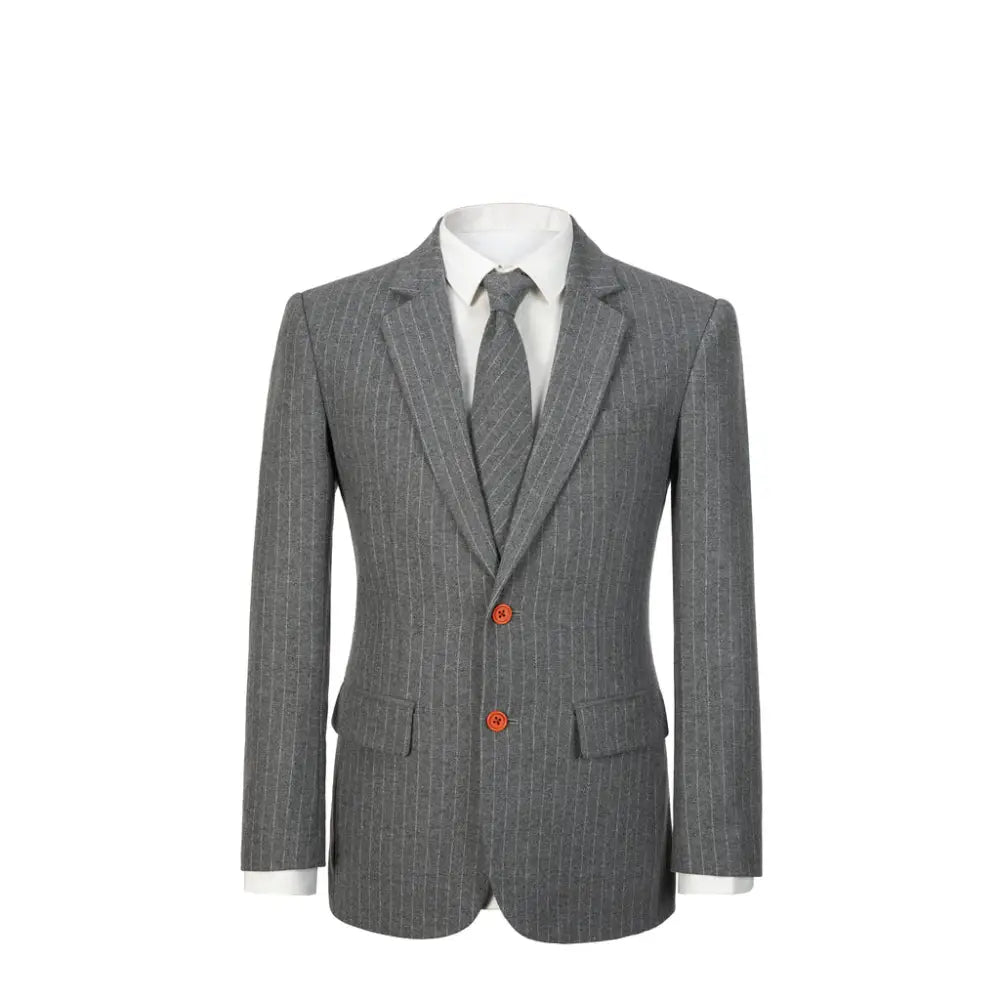 Grey Wool Stripe 3 Piece Suit Suits