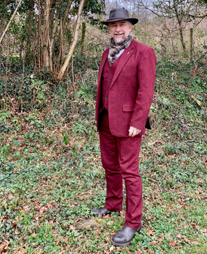 Red tweed suit