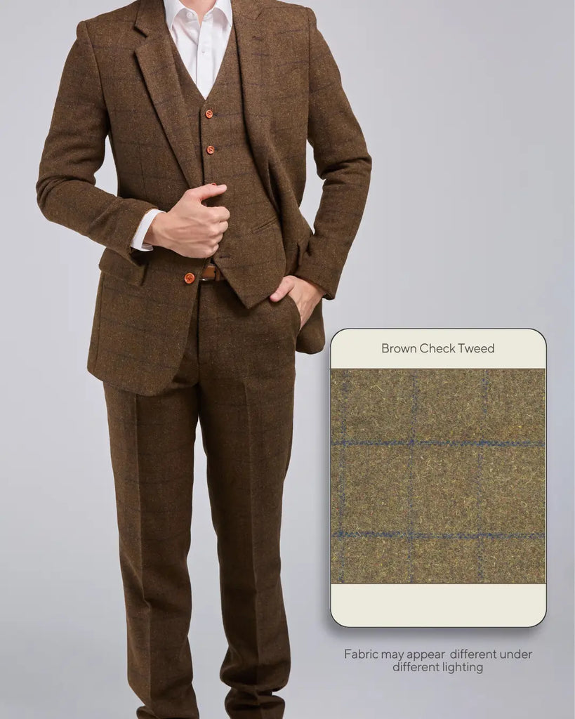 Brown Check Tweed - Swatch Sample