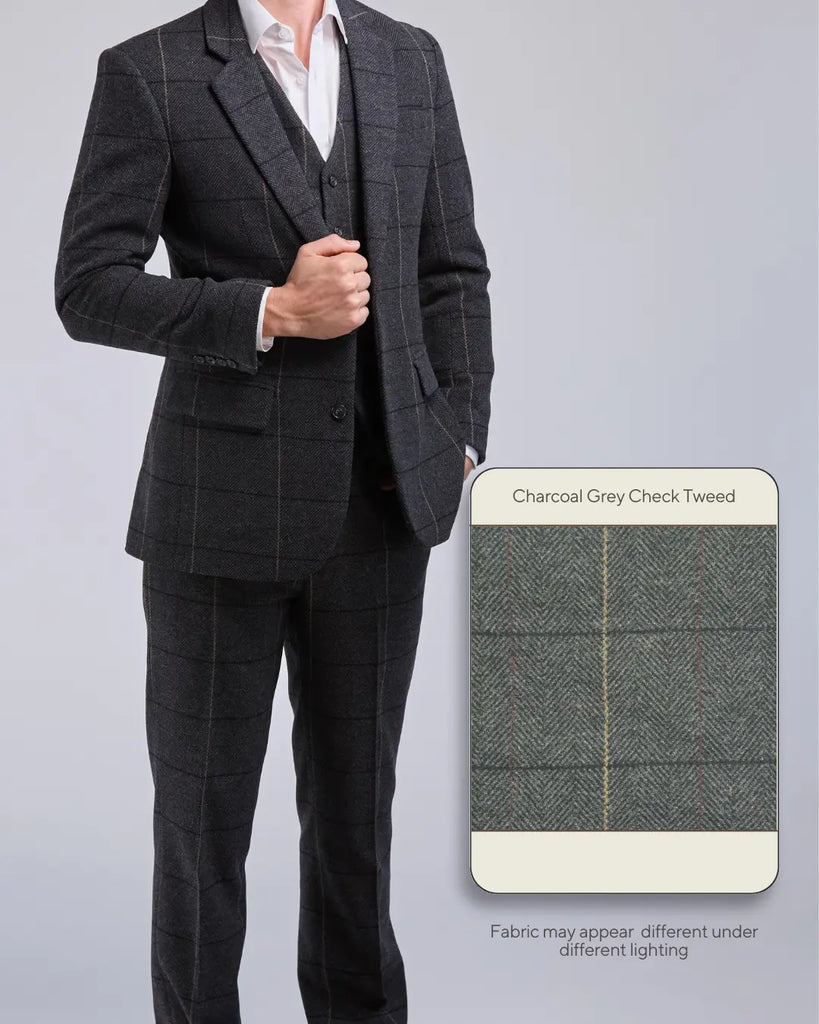 Charcoal Grey Check Tweed - Swatch Sample