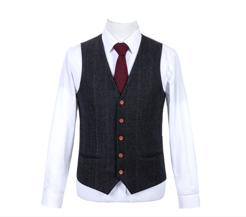 Dark Grey Herringbone Tweed 3 Piece Suit - Tweedmaker