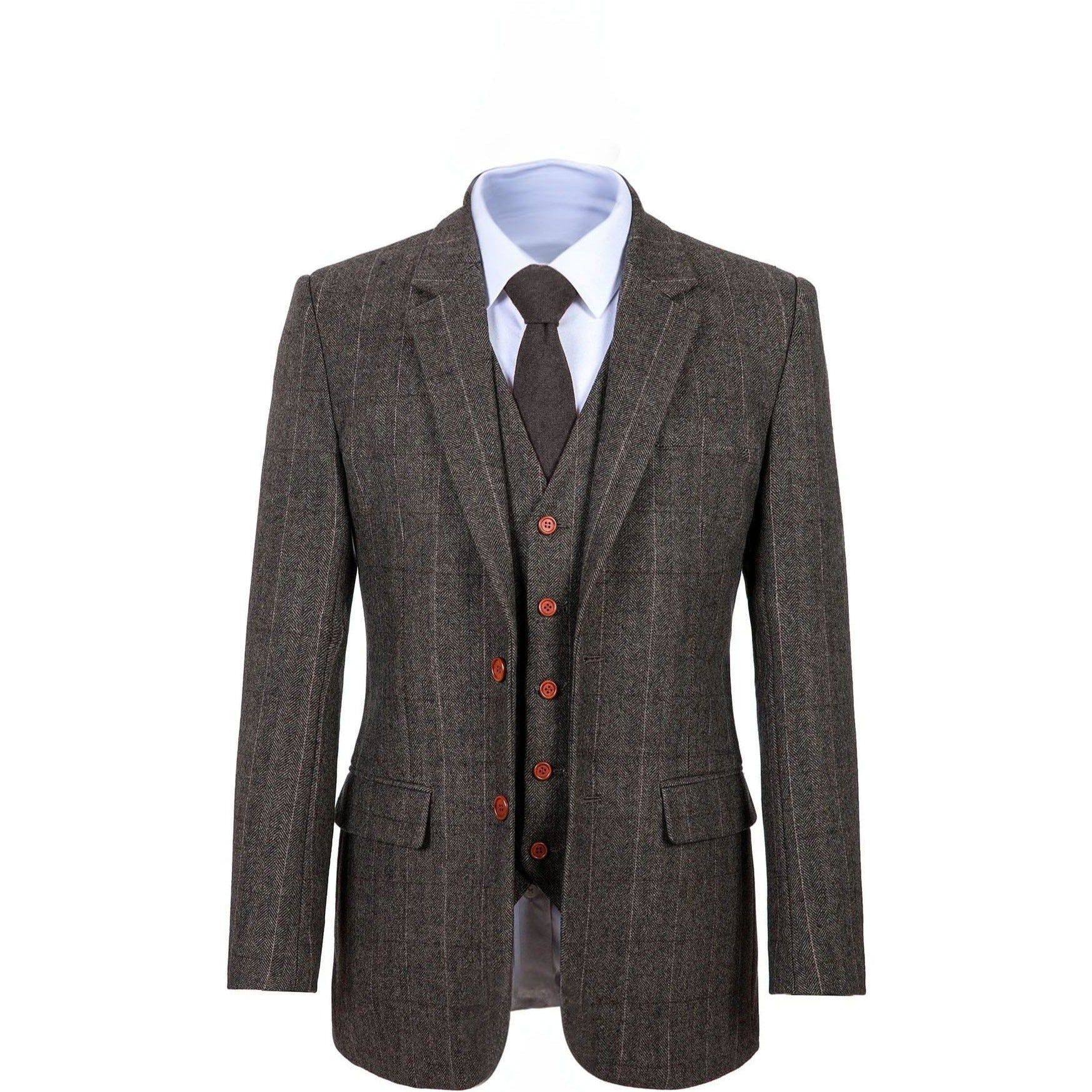 Moss Herringbone Tweed 3 Piece Suit