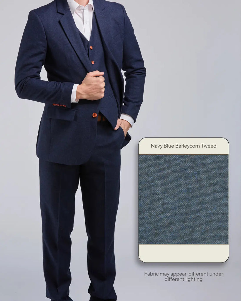Navy Blue Barleycorn Tweed - Swatch Sample