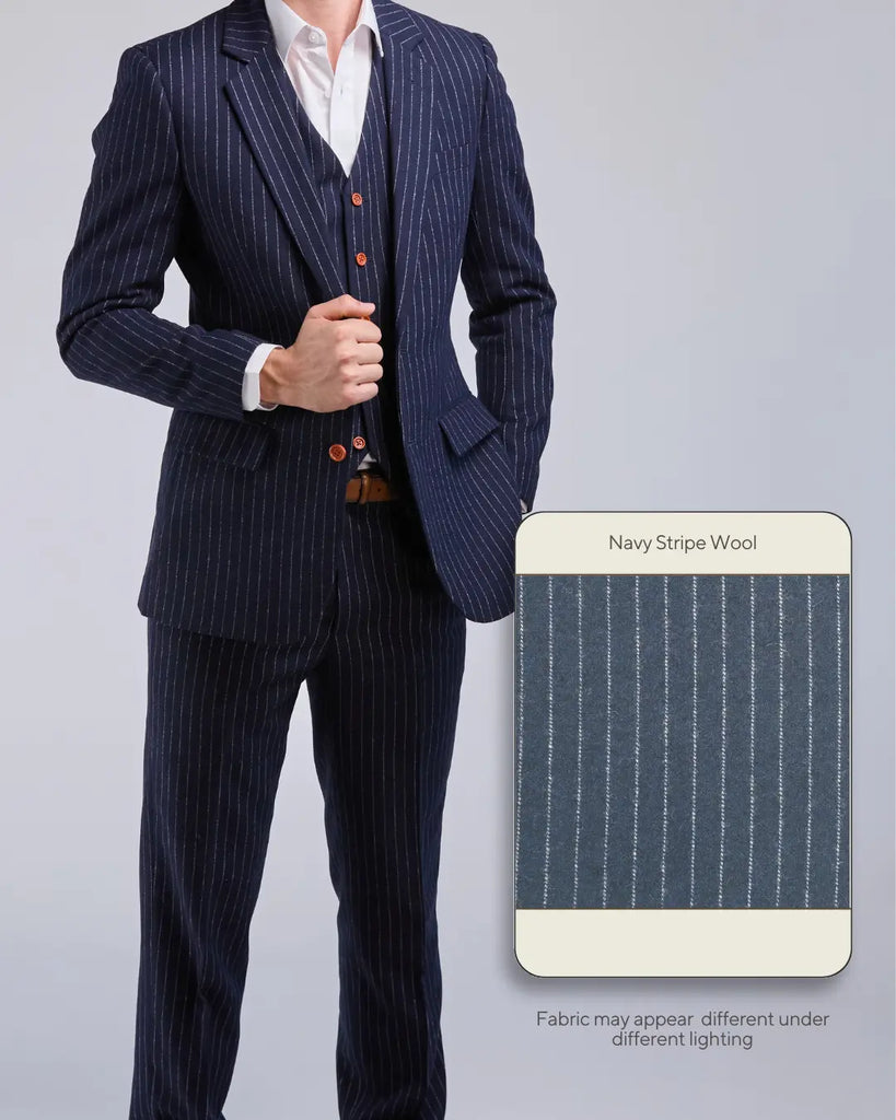Navy Stripe Wool - Swatch Sample