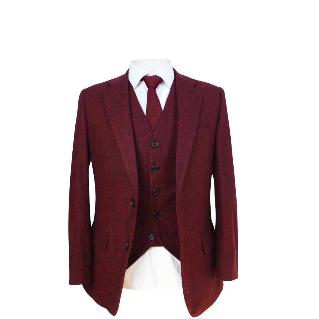 Red Classic Tweed Jacket & Waistcoat USA Clearance