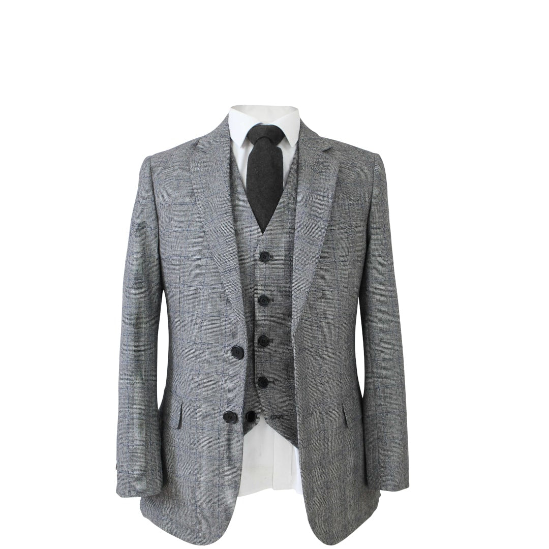 Retro Grey Wool 3 Piece Suit