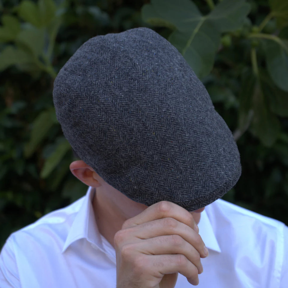 Grey Blue Herringbone Tweed Flat Cap – Tweedmaker
