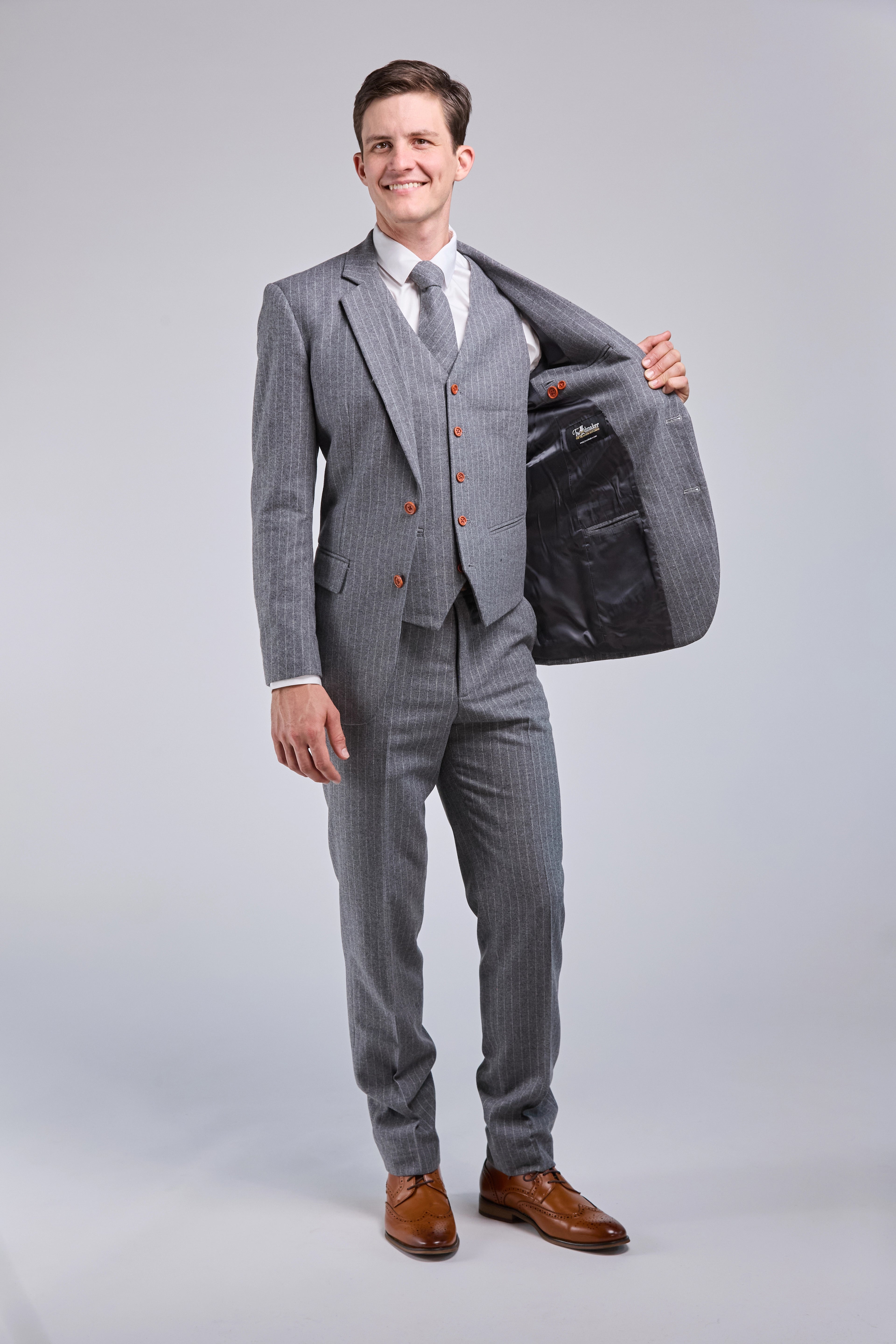 Grey Wool Stripe 3 Piece Suit – Tweedmaker Grey Wool Stripe 3 Piece Suit – Tweedmaker