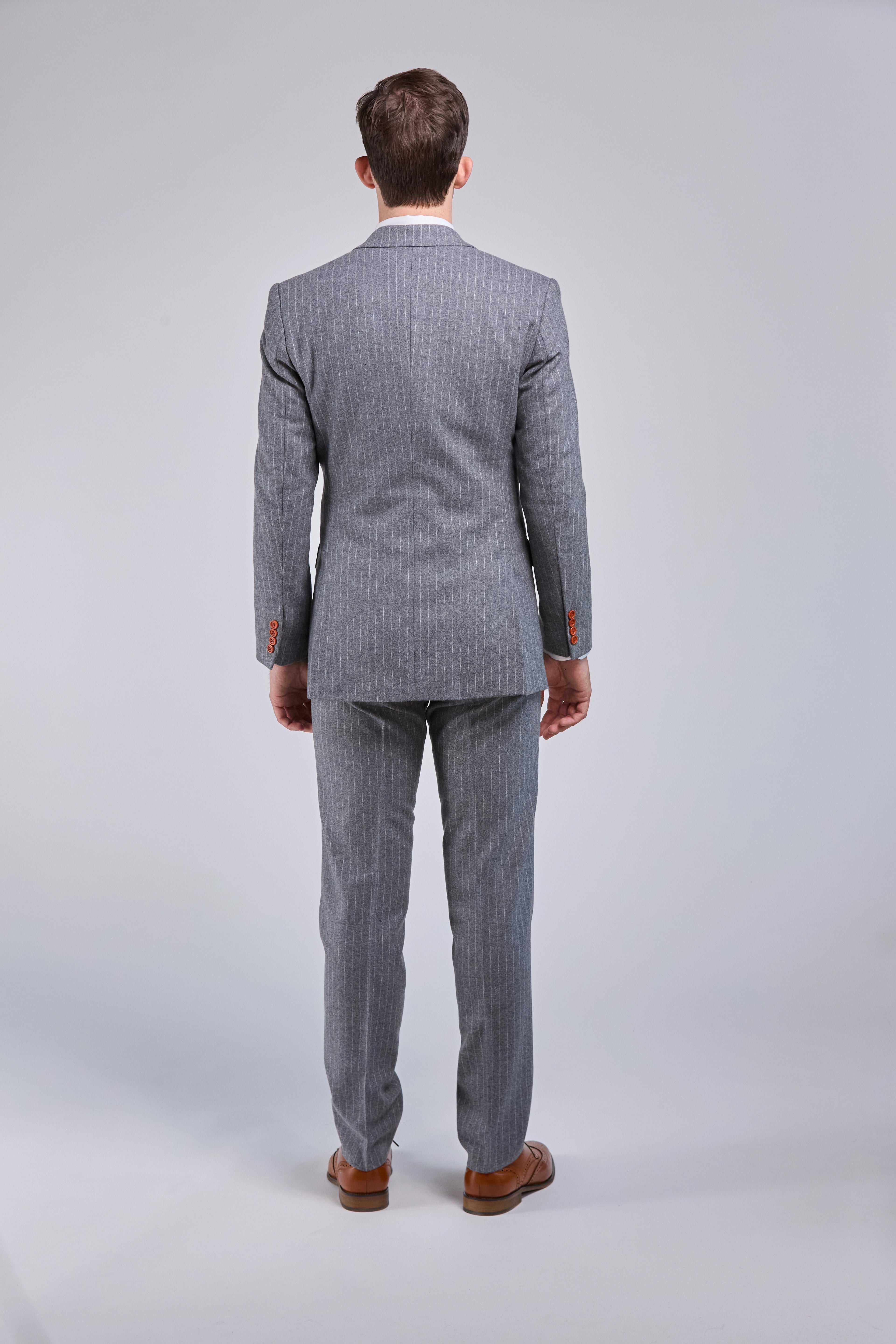Grey Wool Stripe 3 Piece Suit – Tweedmaker Grey Wool Stripe 3 Piece Suit – Tweedmaker