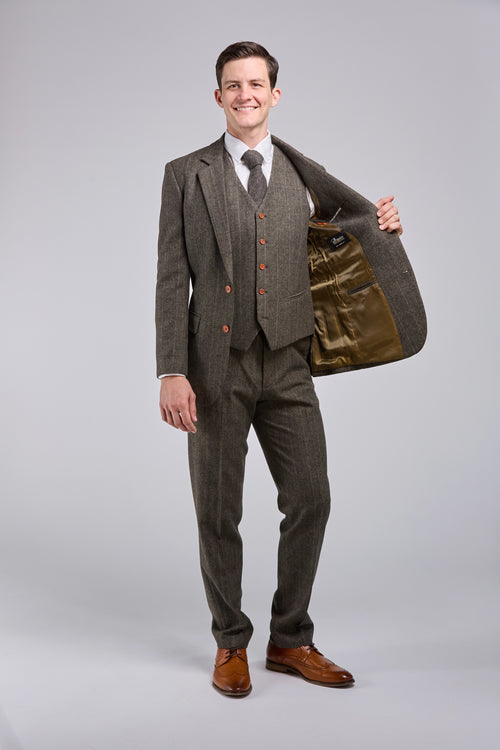 Moss Herringbone Tweed - Clearance Stock