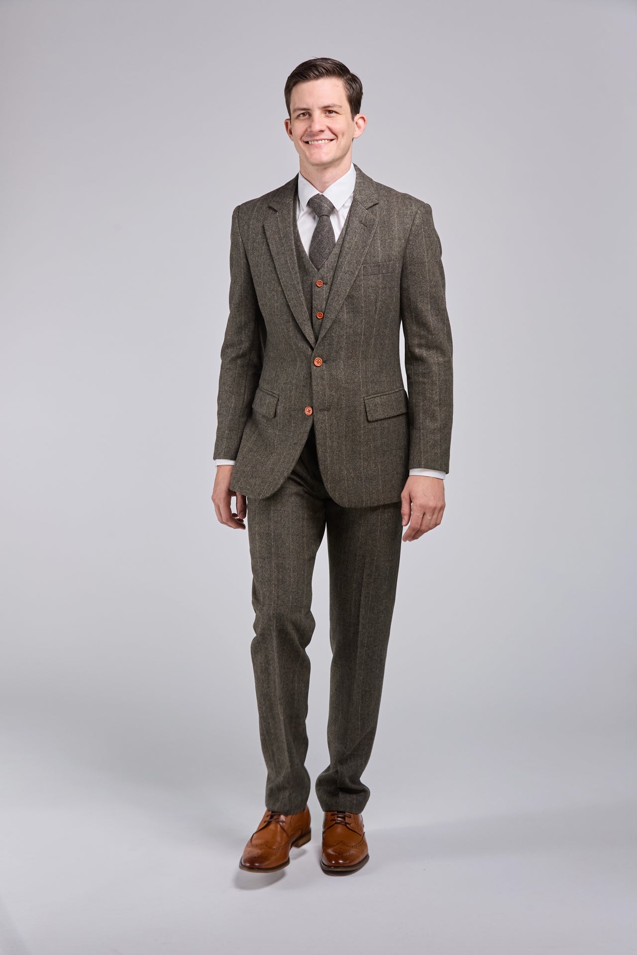 Moss Herringbone Tweed 3 Piece Suit