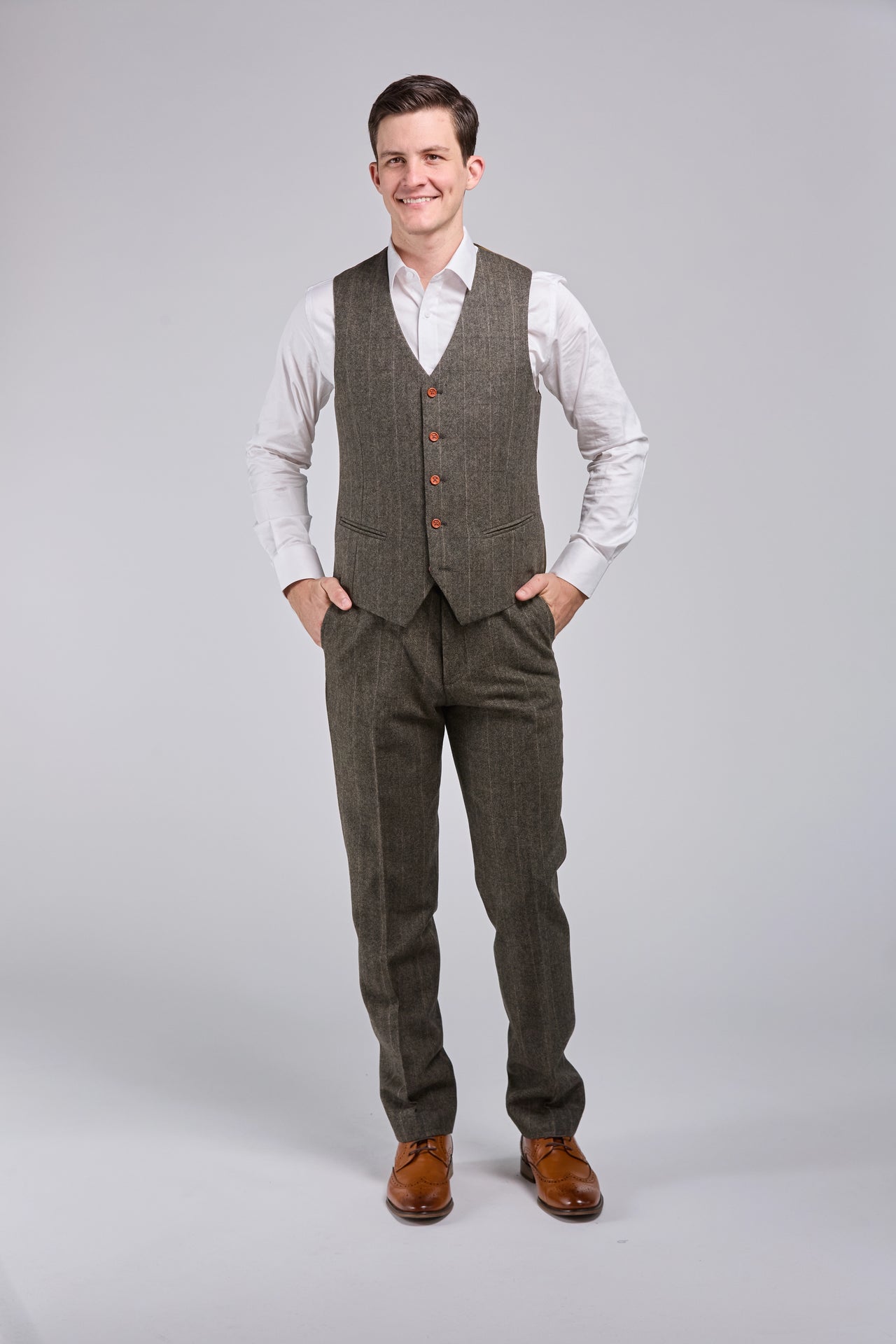 Moss Herringbone Tweed 3 Piece Suit