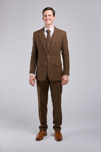 Thumbnail for Brown Check Tweed 3 Piece Suit