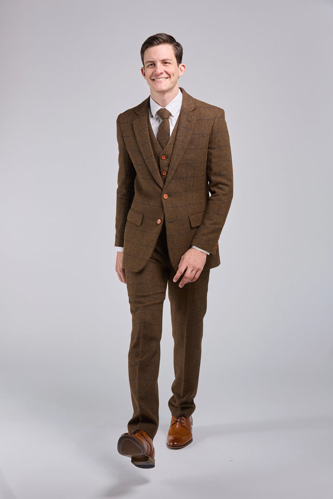 Brown Check Tweed - Clearance Stock