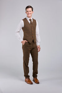 Thumbnail for Brown Check Tweed 3 Piece Suit
