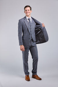Thumbnail for Grey Overcheck Tweed 3 Piece Suit