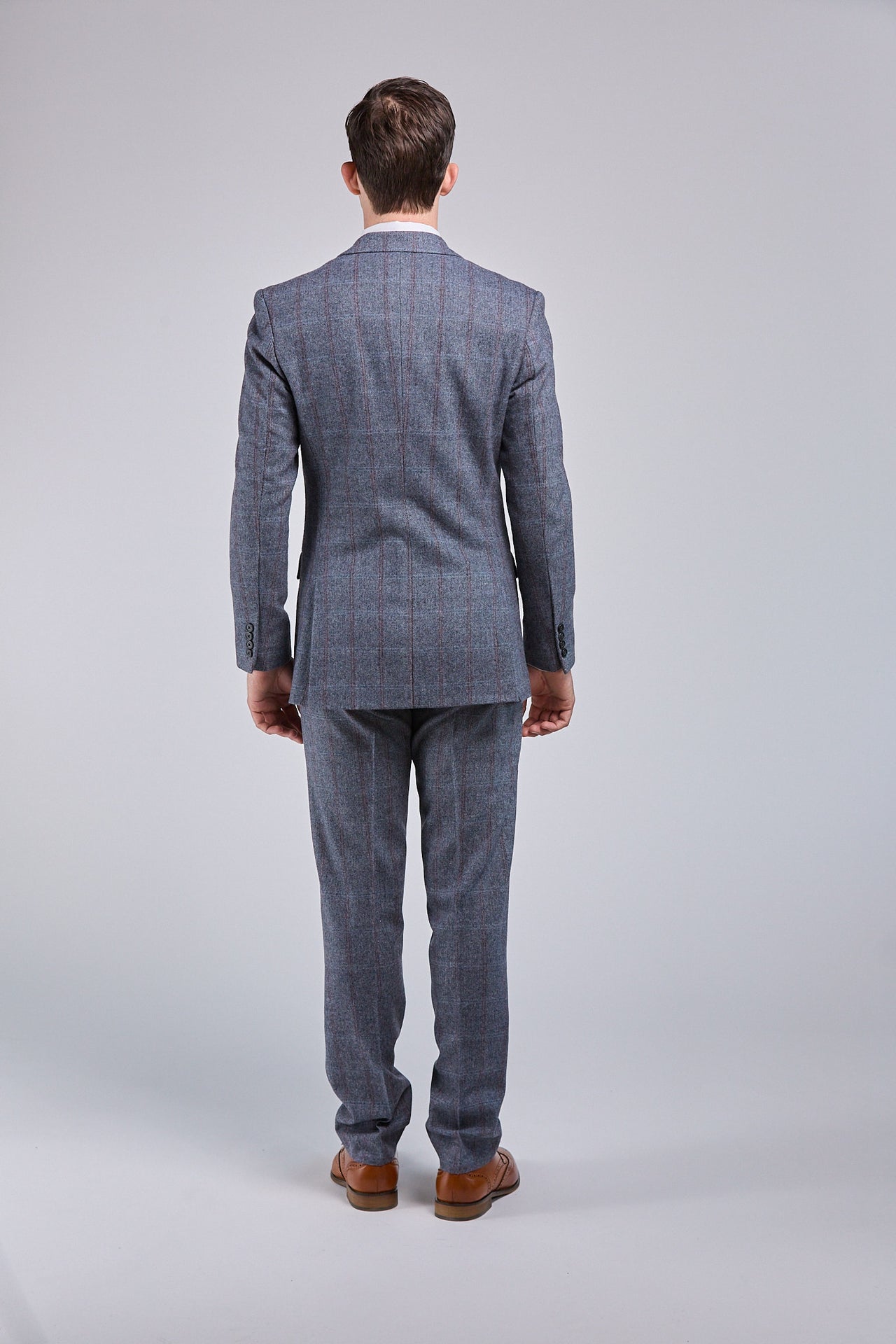Grey Overcheck Tweed 3 Piece Suit