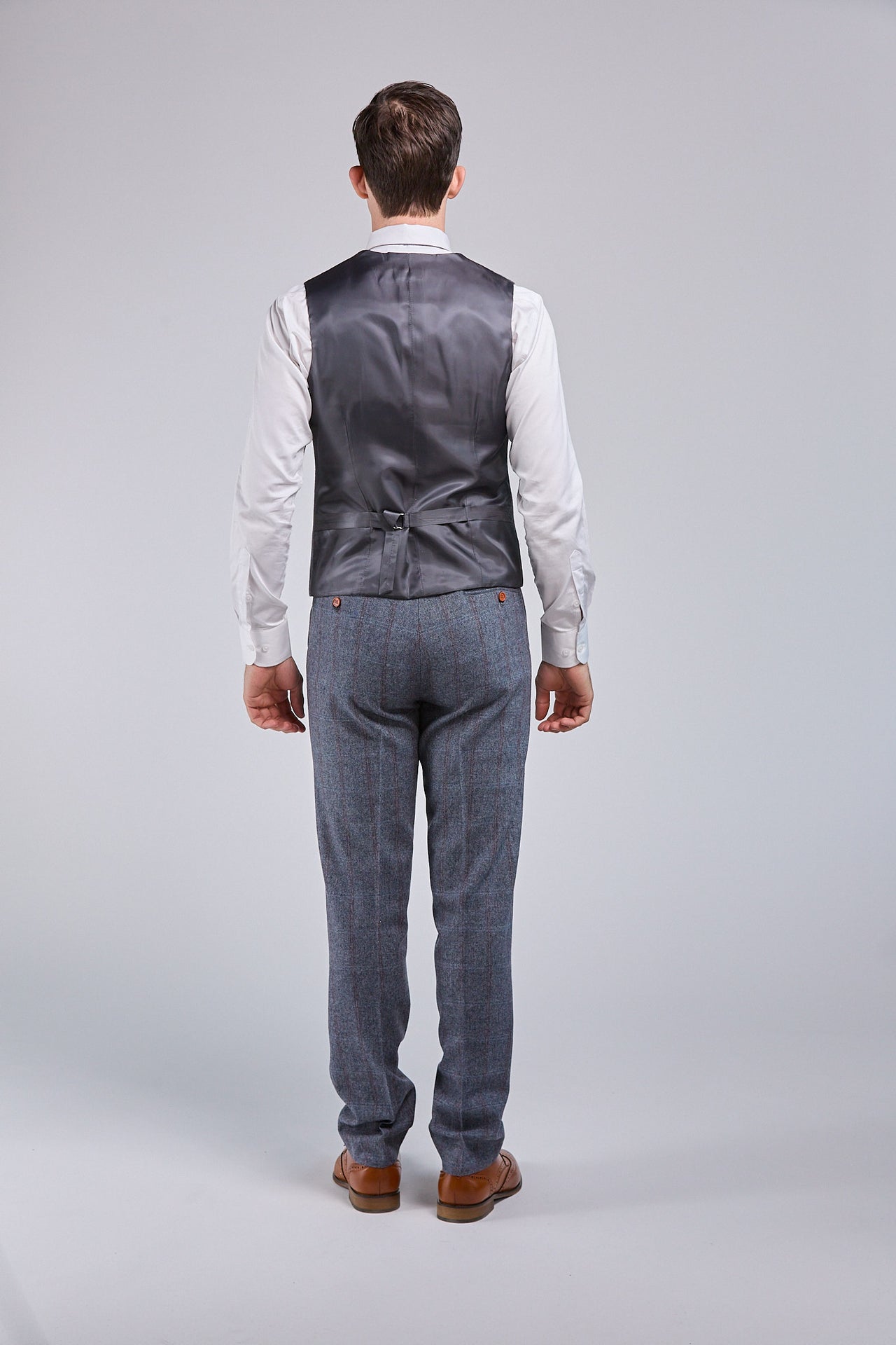 Grey Overcheck Tweed 3 Piece Suit