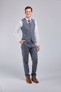 Thumbnail for Grey Overcheck Tweed 3 Piece Suit