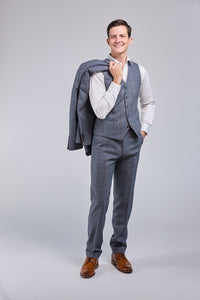 Thumbnail for Grey Overcheck Tweed 3 Piece Suit