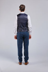 Thumbnail for Retro Blue Check Tweed 3 Piece Suit