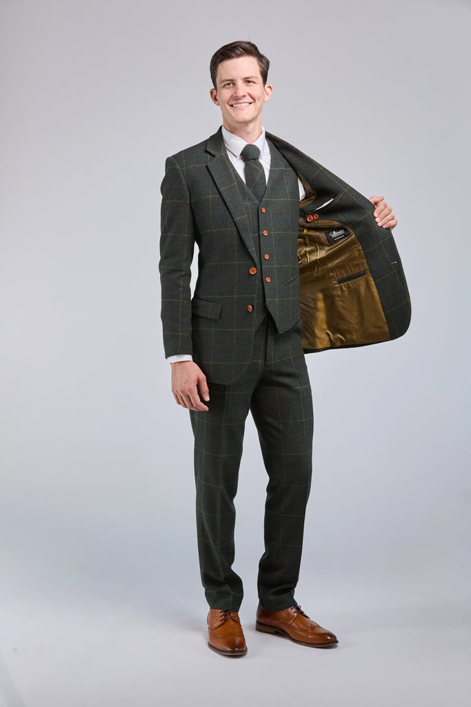 Retro Green Check Tweed - Clearance Stock