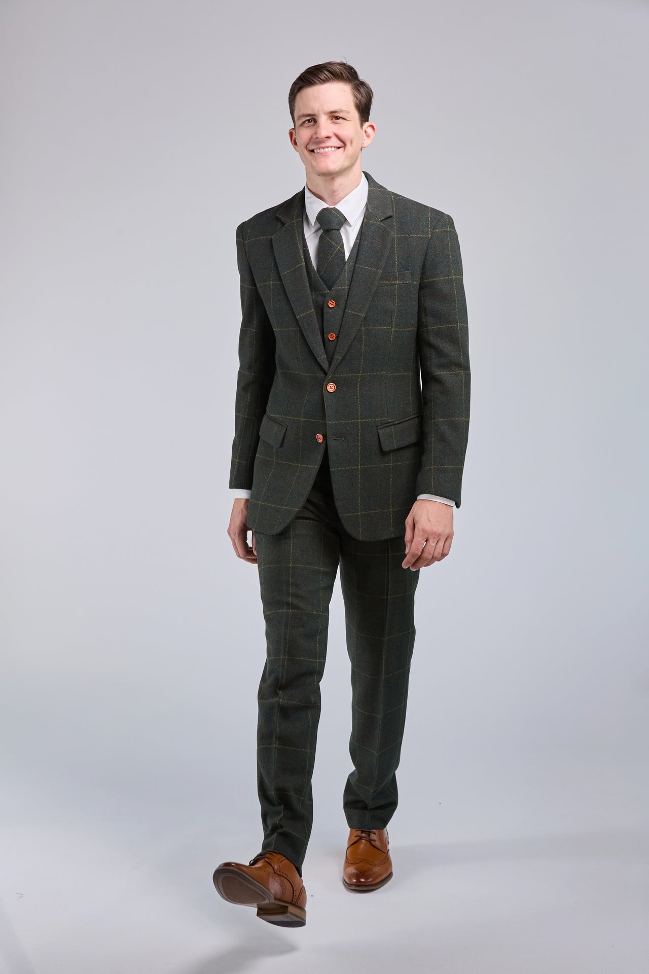 Retro Green Check Tweed 3 Piece Suit