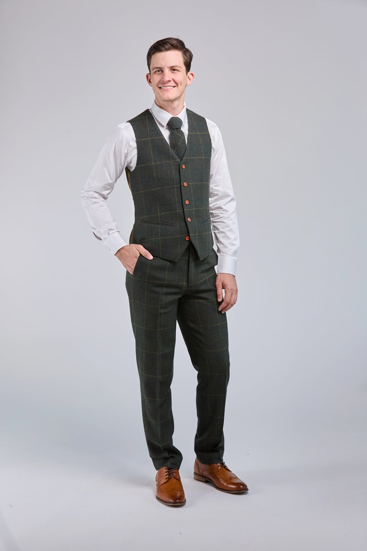 Retro Green Check Tweed 3 Piece Suit